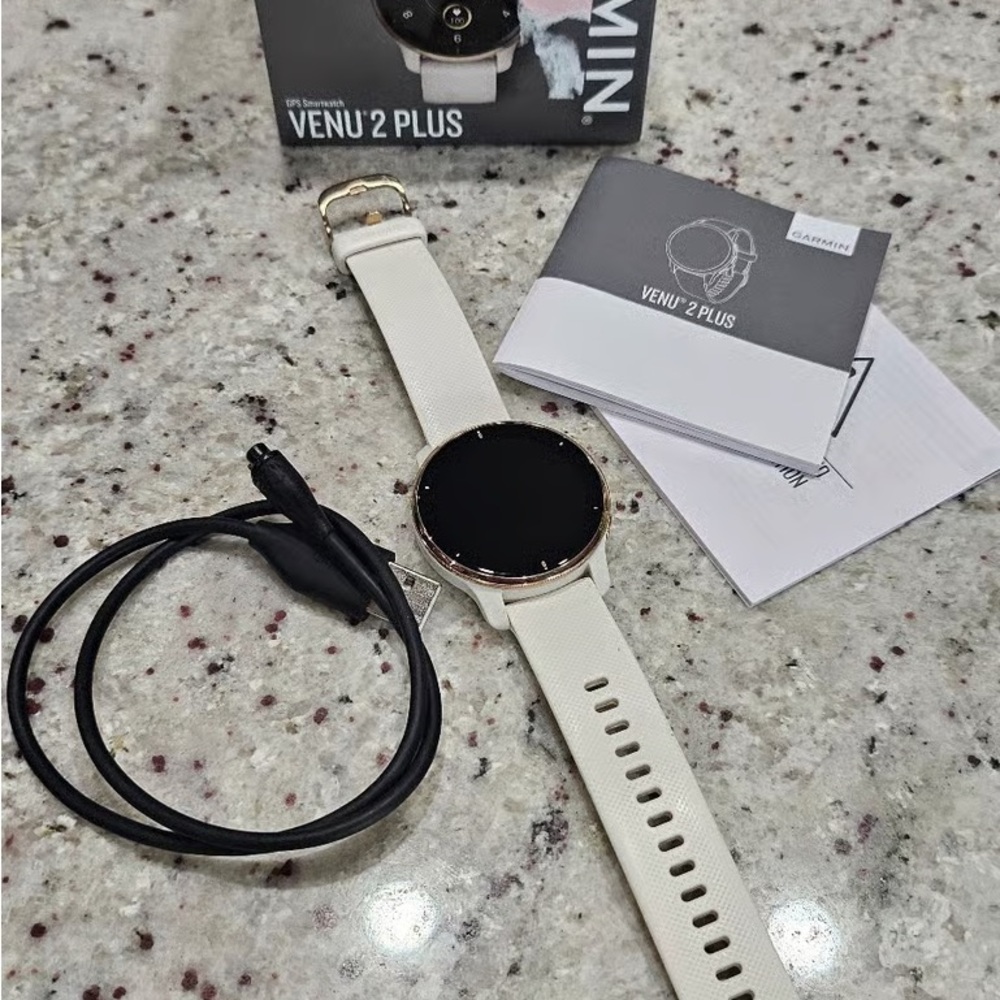 Sleek Smartwatch with Black Dial and White Strap
